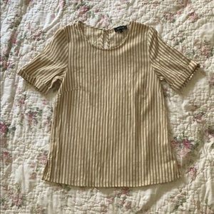 Tan & White Striped Roolee Blouse